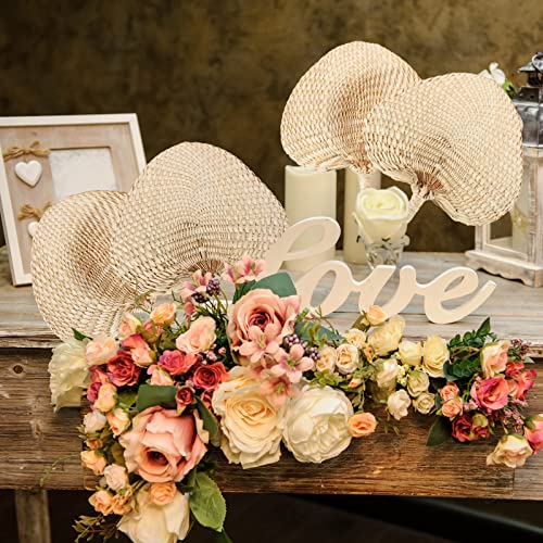 20 Pieces Wedding Raffia Fans Bamboo Fan Natural Handmade Palm Leaf Hand Weaving Fan Boho Fans for Guest Couple Summer Cooling Supplies Farmhouse Wall Decor Wedding Favors