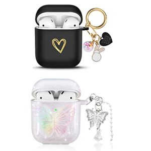 2 pack aiiko airpods 2nd 1st generation case with keychain