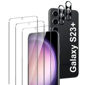 lywhl [3+2 pack design for samsung galaxy s23 plus 5g screen protector with camera lens protection tempered glass, support fingerprint unlock, case friendly bubble free [not fit s23 / s23 ultra]