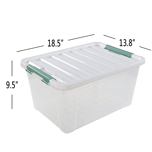 Ortodayes 6-pack 36 Quarts Storage Boxes, Plastic Clear Latching Box Bins with Lids