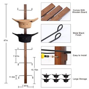 JILLMO Cowboy Hat Rack, Cowboy Hat Holder, 6 Pieces Hat Rack for Cowboy Hats with Wooden Board, Metal Hat Holder Organizer for Hat Collection