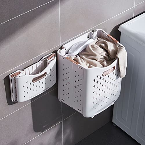 Cabilock Laundry Hamper Laundry Laundry Collapsible Laundry Baskets Double Layer Laundry Basket Bathroom Clothes Storage Basket Storage Shelf Kitchen Shelf Fruit Stand with Wheel for Home Hamper