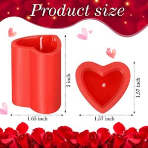 6 Pcs 2'' x 1.65'' Red Heart Shaped Candles Mini Heart Candle Sweet Love Romantic Candles Long Lasting Mini Tea Lights Candles for Valentine's Day Proposal Wedding Party Home Dinner Table Decor