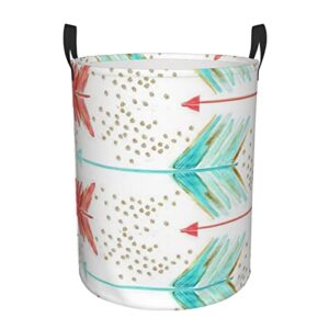 coral and teal arrows circular laundry hamper print hamper freestanding laundry basket collapsible laundry hamper 2 sizes s/m