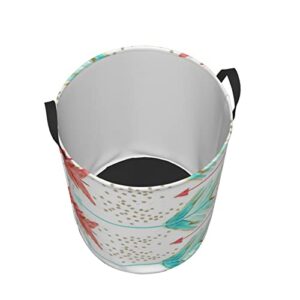 Coral And Teal Arrows Circular Laundry Hamper Print Hamper Freestanding Laundry Basket Collapsible Laundry Hamper 2 Sizes S/M