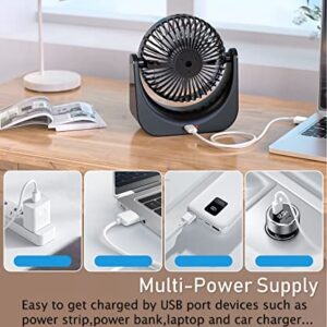 HonHey 6 Inch Desk Fan, Portable Fan with 4000mAh Battery Operated, 120°Rotatable Personal Mini Fan, 3 Speeds Small Fan Quiet, Powerful Air Circulator Fan for Bedroom Office Travel Dorm Room