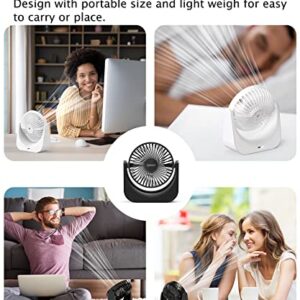 HonHey 6 Inch Desk Fan, Portable Fan with 4000mAh Battery Operated, 120°Rotatable Personal Mini Fan, 3 Speeds Small Fan Quiet, Powerful Air Circulator Fan for Bedroom Office Travel Dorm Room