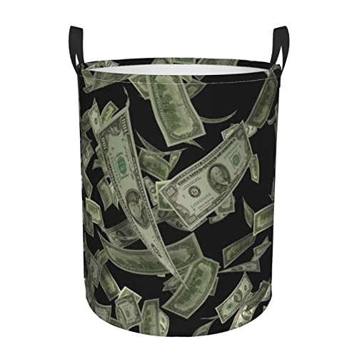 Dollar Sign Money Circular Laundry Hamper Print Hamper Freestanding Laundry Basket Collapsible Laundry Hamper 2 Sizes S/M