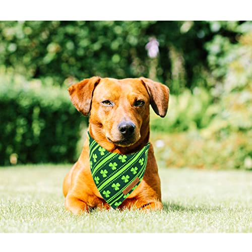 Realeaf St. Patrick's Day Dog Bandanas 2 Pack, Reversible Green Shamrock Pet Scarf for Boy and Girl, Premium Durable Fabric, Holiday Bandana for Large and Extra Large Dogs (X-Large)