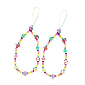 wooneky 2pcs cell beads id for decor key creative fruit rope back bracelet exquisite pendants ropes camera hanging chains bracelrt chic charm lanyards strap lost phone cellphone wrist