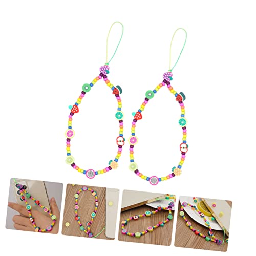 WOONEKY 2pcs Cell Beads Id for Decor Key Creative Fruit Rope Back Bracelet Exquisite Pendants Ropes Camera Hanging Chains Bracelrt Chic Charm Lanyards Strap Lost Phone Cellphone Wrist