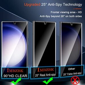 IMBZBK [3+3 Pack UV for Samsung Galaxy S23 Ultra Privacy Screen Protector Tempered Glass Accessories 3 Pack Privacy Screen Samsung S23 Ultra Fingerprint Suitable 3 Pack Camera Lens Protector