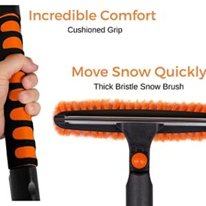 BIRDROCK HOME 39" Extendable Snow Brush with Detachable Ice Scraper for Car | 11" Wide Squeegee & Bristle Head | Size: Car & SUV | Lightweight Aluminum Body with Ergonomic Grip | Windshield Paint Safe