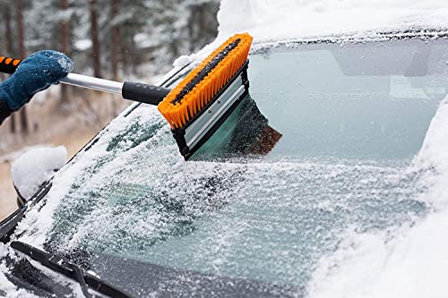 BIRDROCK HOME 39" Extendable Snow Brush with Detachable Ice Scraper for Car | 11" Wide Squeegee & Bristle Head | Size: Car & SUV | Lightweight Aluminum Body with Ergonomic Grip | Windshield Paint Safe