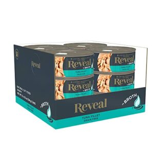 reveal natural wet cat food, 12 pack, limited ingredient, grain free food for cats, tuna fillet in broth, 5.5oz cans