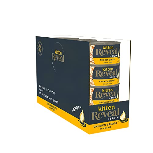 Reveal Natural Wet Kitten Food, 12 Pack, Grain Free, Limited Ingredient Food for Kittens, Chicken Breast in Broth, 2.47oz Cans