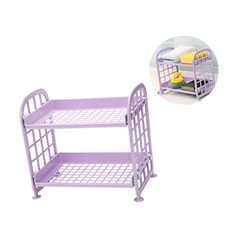 STOBAZA 2 Layers Plastic Living Organizerpurple Assemble Storage Finishing Kitchen Bathroom Room Countertop Toilet Shelf Desktop