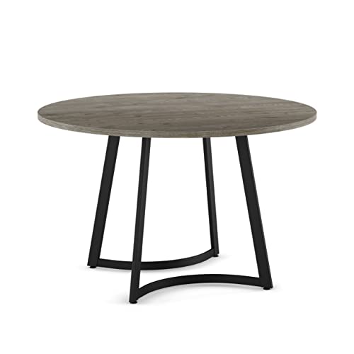 Amisco Josie 48" Round Table - Greyish-Brown TFL/Black Metal