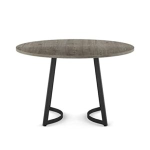 Amisco Josie 48" Round Table - Greyish-Brown TFL/Black Metal