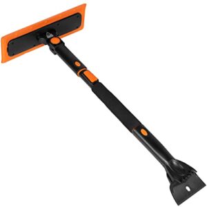 birdrock home 39" extendable snow brush with detachable ice scraper for car | 14" wide foam head | size: car & suv | lightweight aluminum body with ergonomic grip | windshield & paint safe…