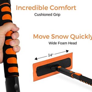 BIRDROCK HOME 39" Extendable Snow Brush with Detachable Ice Scraper for Car | 14" Wide Foam Head | Size: Car & SUV | Lightweight Aluminum Body with Ergonomic Grip | Windshield & Paint Safe…