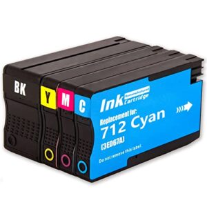 monaxgo remanufactured 712 ink cartridges replacement for hp 712 ink cartridges (bkcmy)