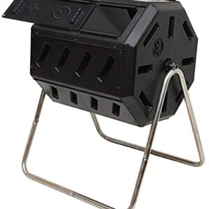 FCMP Outdoor IM4000 Dual Chamber Tumbling Composter (Black) & OXO Good Grips Easy-Clean Compost Bin - Charcoal - 0.75 Gal/2.83 L