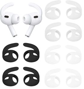 rqker sport eartips earbuds cover hooks loops compatible with airpods pro 2 2nd gen, 6 pairs anti slip soft silicone sport earbuds covers hooks tips, compatible with airpods pro 2, black/white/clear