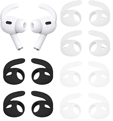 Rqker Sport Eartips Earbuds Cover Hooks Loops Compatible with AirPods Pro 2 2nd Gen, 6 Pairs Anti Slip Soft Silicone Sport Earbuds Covers Hooks Tips, Compatible with AirPods Pro 2, Black/White/Clear