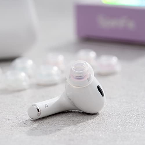 SpinFit Superfine for AirPods Pro Gen 1 & 2 - M - Medical Grade Silicone Patented Replacement Ear Tips and Adapters for Supreme Comfort (one Pair)(Ear Tips Installed)