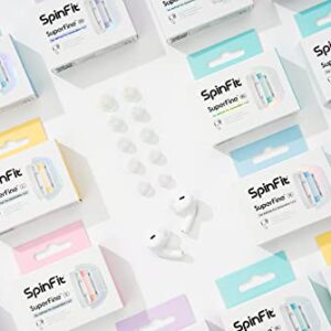 SpinFit Superfine for AirPods Pro Gen 1 & 2 - M - Medical Grade Silicone Patented Replacement Ear Tips and Adapters for Supreme Comfort (one Pair)(Ear Tips Installed)