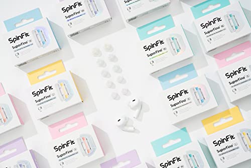 SpinFit Superfine for AirPods Pro Gen 1 & 2 - M - Medical Grade Silicone Patented Replacement Ear Tips and Adapters for Supreme Comfort (one Pair)(Ear Tips Installed)