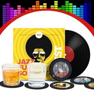 8 Pcs Diamond Art Coasters Retro Record Coasters Diamond Painting Coasters with Holder DIY Retro 80s Record Coasters Disk Coasters Diamond Painting Kits for Adults Kids Music Lovers Drink Table Gifts