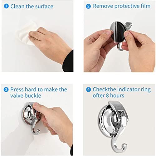 WODMB 1Pc Reusable Heavy-Duty Easy to Install Without Punching Suction Cup Hooks Chrome-Plated Organization Bathroom Shower