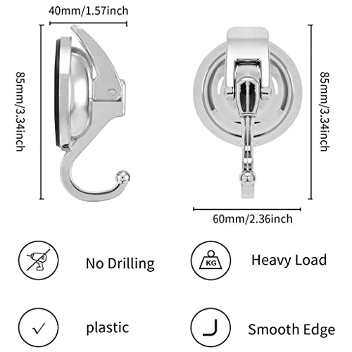 WODMB 1Pc Reusable Heavy-Duty Easy to Install Without Punching Suction Cup Hooks Chrome-Plated Organization Bathroom Shower