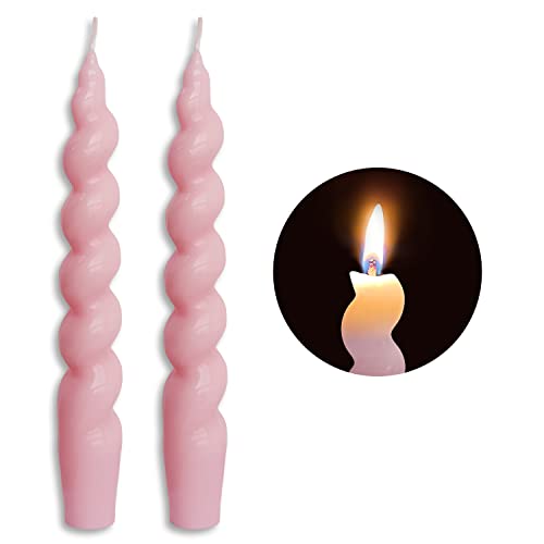 Spiral Taper Candles Stick Pink Twisted Candles Unscented Dinner Candle Dripless for Home Decor Holiday Wedding Party