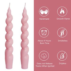 Spiral Taper Candles Stick Pink Twisted Candles Unscented Dinner Candle Dripless for Home Decor Holiday Wedding Party