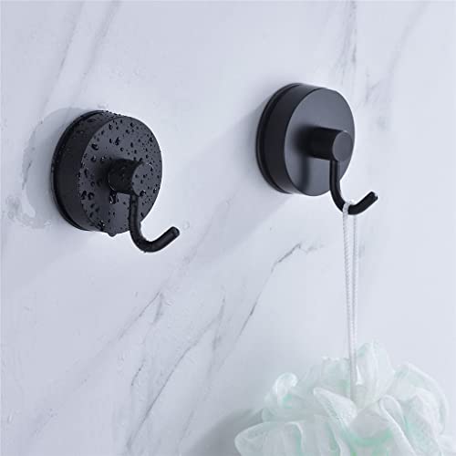 WODMB 4 PCS Black Vacuum Suction Cup Hook Punch-Free Wall Hangers Towel Keys Coat Shower Hook Home Bathroom Accessories (Color : D, Size : 1)