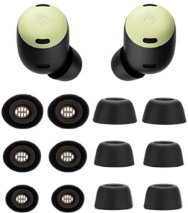 rqker eartips compatible with pixel buds pro earbuds, 6 pairs s/m/l sizes soft silicone replacement ear tips eartips earbuds tips compatible with pixel buds pro, black