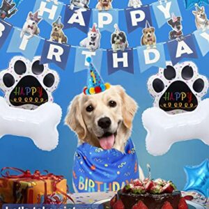 Hollucky Dog Birthday Party Supplies,Dog Party Decorations Set with Dog Birthday Hat,Birthday Banner,Dog Paw Bone Balloon,Dog Birthday Bandana for Large Dogs Pets,Puppy Supplies,Dog Birthday Gift