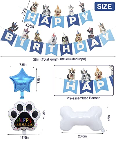 Hollucky Dog Birthday Party Supplies,Dog Party Decorations Set with Dog Birthday Hat,Birthday Banner,Dog Paw Bone Balloon,Dog Birthday Bandana for Large Dogs Pets,Puppy Supplies,Dog Birthday Gift