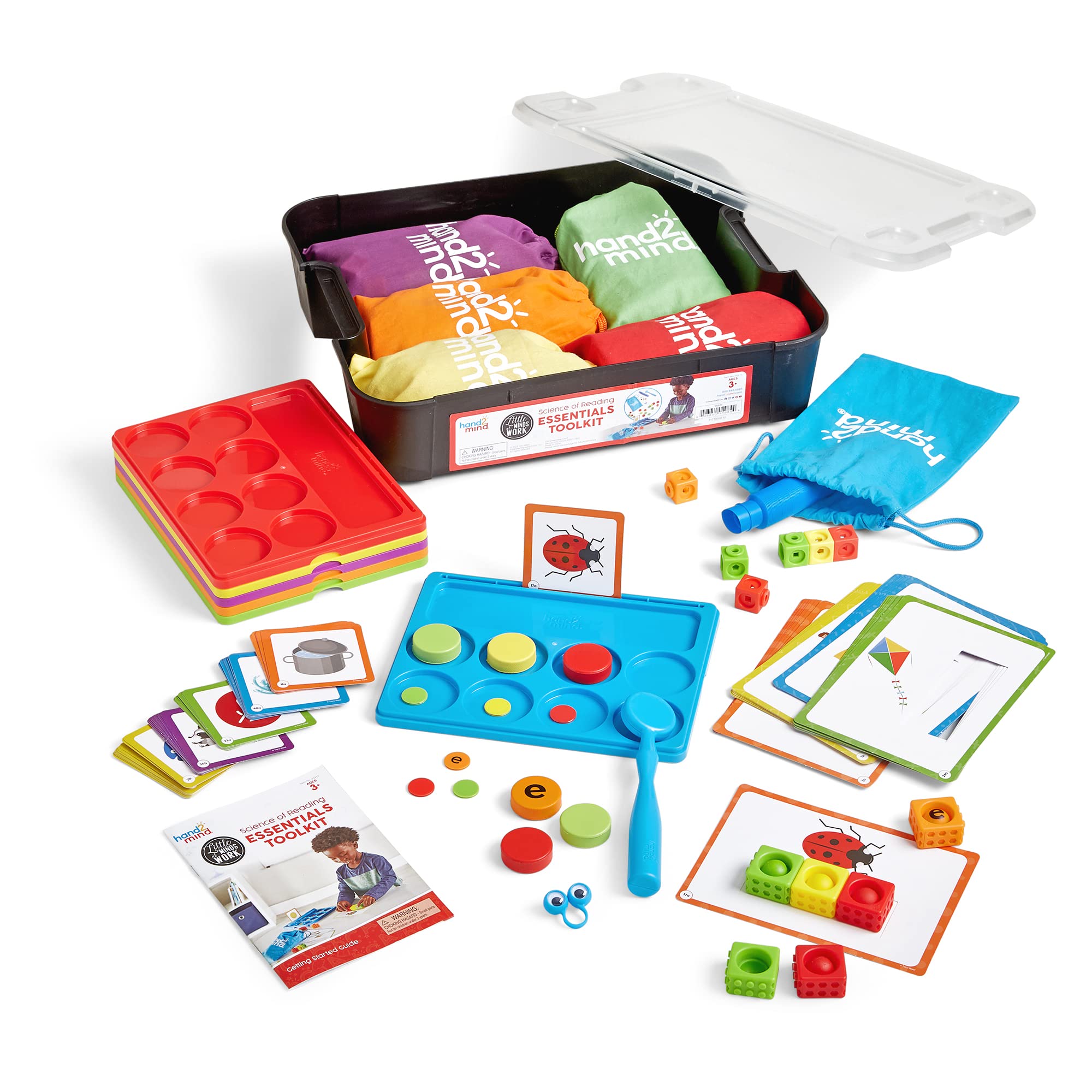 hand2mind Little Minds at Work Science of Reading Essentials Toolkit by Tara West, Decodable Reading Manipulatives, Elkonin Boxes, Letter Sounds, Phonemic Awareness, Preschool Learning (Set of 6)