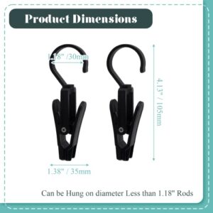 HARSKIYER 24 PCS Black Laundry Hooks Clip, 4.3’’ Super Strong Plastic Swivel Hanging Hooks Hat Clip Curtain Clips Clothes Pins Beach Towel Clips