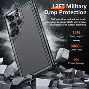 Red2Fire for Samsung Galaxy S23 Ultra Case, [Military Grade Shockproof] with 2Pcs [Soft Screen Protector + Lens Protector] Heavy Duty Full Body Protection Phone Case for S23 Ultra Case 5G, Black