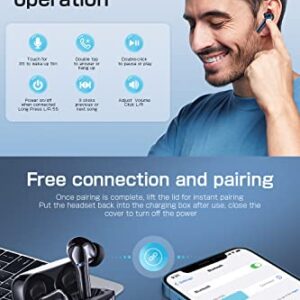 INSBES Wireless Earbuds Bluetooth 5.3 Headphones Touch Control with Wireless Charging Case IPX7 Waterproof Stereo Ear Buds in-Ear Built-in Mic Bluetooth Earbuds