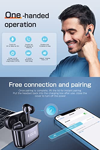 INSBES Wireless Earbuds Bluetooth 5.3 Headphones Touch Control with Wireless Charging Case IPX7 Waterproof Stereo Ear Buds in-Ear Built-in Mic Bluetooth Earbuds