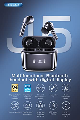 INSBES Wireless Earbuds Bluetooth 5.3 Headphones Touch Control with Wireless Charging Case IPX7 Waterproof Stereo Ear Buds in-Ear Built-in Mic Bluetooth Earbuds