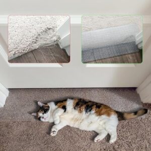 biirblue 8.2ft carpet protector for pets, cat carpet protector for doorway, anti scratch under door cat scratch protector mat, easy to cut and clean plastic carpet scratch stopper