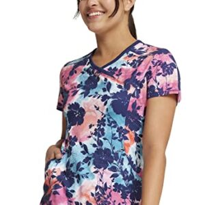 Cherokee Infinity Women Scrubs Top Mock Wrap CK608, XL, Artistic Blooms