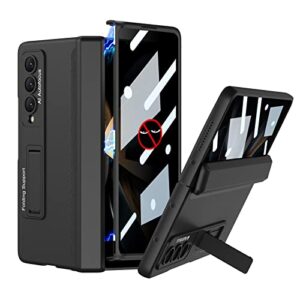 libeagle compatible with samsung galaxy z fold 4 case [built-in privacy screen protector][magnetic hinge protection][adjustable kickstand][wireless charging][thin & slim] cover 5g 2022-black